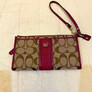Coach Brown and Purple Wristlet Clutch